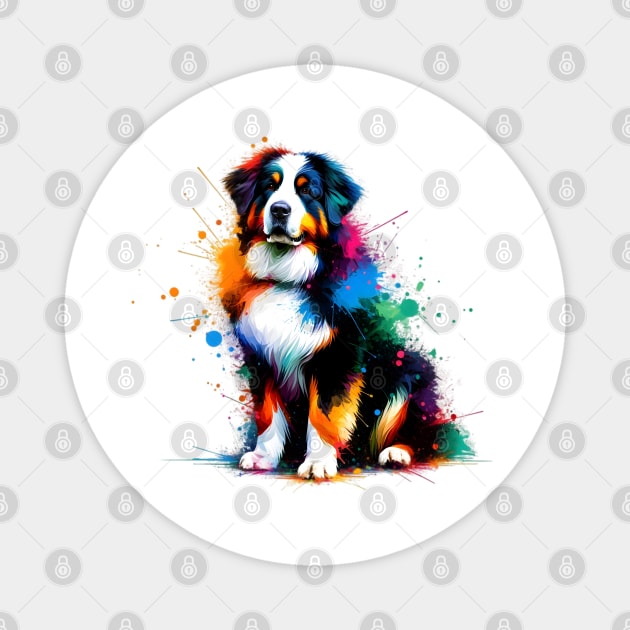 Colorful Estrela Mountain Dog in Splashed Paint Style Magnet by ArtRUs